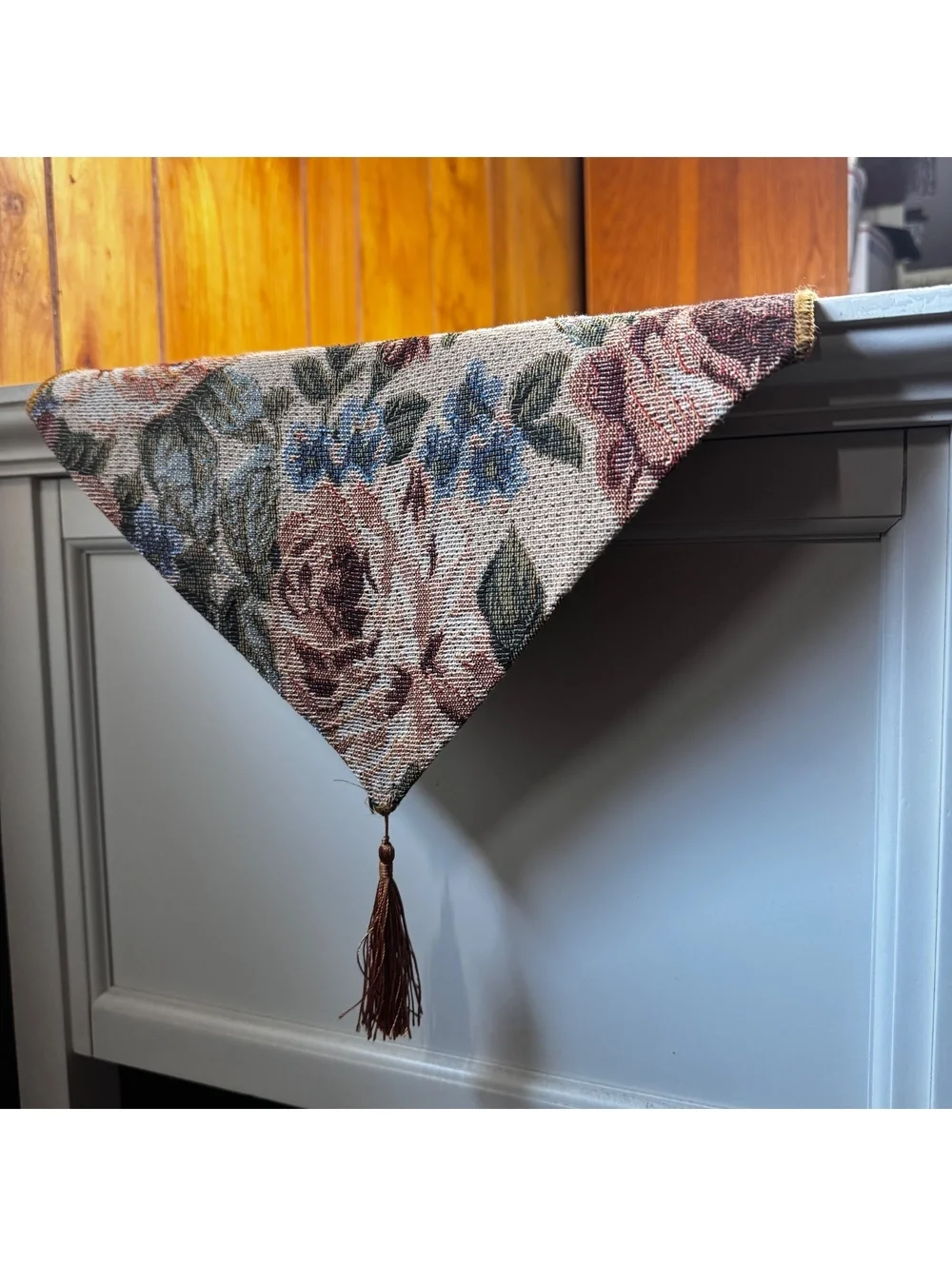 Vintage Floral Tapestry Table Runner 50 x 12.5 Rose Cottagecore Mantel Scarf